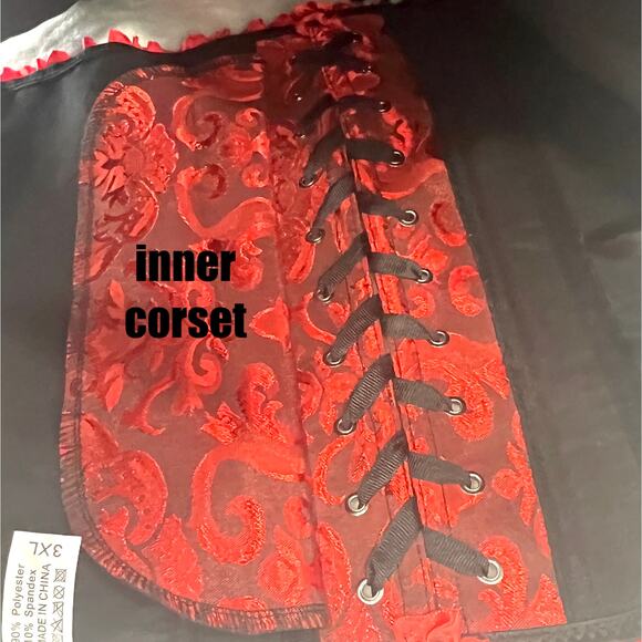 Whimsigoth Corset Women's 3XL Red Black Goth Bow-Front Dark Fairy Vamp Y2K Glam - Picture 6 of 8